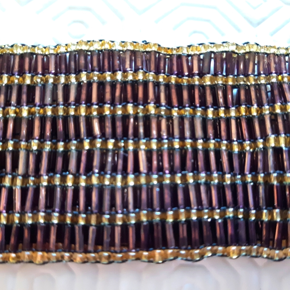 GORGEOUS Vintage Burgundy Beaded Elastic Belt